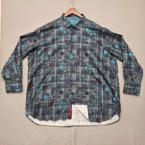 Visconti Black‎ Men's Multicolored Long Sleeve Button Up Shirt Size 3XLB